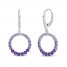 Vibrant Shades Amethyst, Tanzanite, White Lab-Created Sapphire Dangle Earrings Sterling Silver