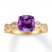 Amethyst Engagement Ring 1/4 ct tw Diamonds 14K Yellow Gold