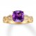 Amethyst Engagement Ring 1/4 ct tw Diamonds 14K Yellow Gold
