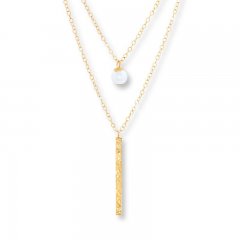 Layered Necklace Cultured Pearl 10K Yellow Gold