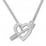 Diamond Arrow & Heart Necklace Sterling Silver