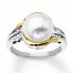Cultured Pearl Ring 1/15 cttw Diamonds Sterling Silver/10K Gold