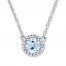 Aquamarine Necklace 1/10 ct tw Diamonds Sterling Silver
