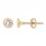 Cubic Zirconia Young Teen Earrings 14K Yellow Gold
