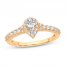 Diamond Engagement Ring 1/2 ct tw Pear/Round 14K Yellow Gold