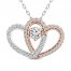 Two as One Diamond Heart Necklace 3/4 ct tw Round-Cut 10K Two-Tone Gold 18"