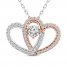 Two as One Diamond Heart Necklace 3/4 ct tw Round-Cut 10K Two-Tone Gold 18"