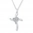 Cross Necklace 1/10 ct tw Diamonds 10K White Gold