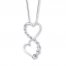 Double Heart Necklace 1/4 ct tw Diamonds 10K White Gold