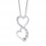 Double Heart Necklace 1/4 ct tw Diamonds 10K White Gold