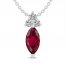 Lab-Created Ruby & White Lab-Created Sapphire Necklace Sterling Silver 18"