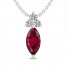 Lab-Created Ruby & White Lab-Created Sapphire Necklace Sterling Silver 18"