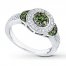 Green & White Diamonds 1/2 ct tw Round-cut Sterling Silver Ring