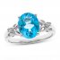 Swiss Blue Topaz & Diamond Ring Sterling Silver