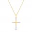 Diamond Cross Necklace 1/5 ct tw Round-cut 10K Yellow Gold 18"