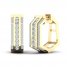Men's Diamond Angular Huggie Hoop Earrings 3/4 ct tw Round-cut 10K Yellow Gold