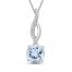 Aquamarine & Diamond Necklace Sterling Silver 18"