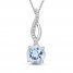 Aquamarine & Diamond Necklace Sterling Silver 18"