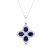 Blue Sapphire Flower Necklace 1/6 ct tw Diamonds 10K White Gold 18"