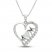 Lab-Created Opal & White Lab-Created Sapphire 'Mom' Heart Necklace Sterling Silver 18"