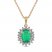 Emerald Halo Necklace 1/5 ct tw Diamonds 10K Yellow Gold 18"