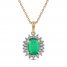 Emerald Halo Necklace 1/5 ct tw Diamonds 10K Yellow Gold 18"