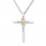 Cross Necklace 1/8 ct tw Diamonds Sterling Silver/10K Gold