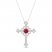Ruby & Diamond Cross Necklace 1/20 ct two 10K White Gold 18"