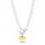 Cultured Pearl & Diamond Toggle Necklace Sterling Silver/10K Yellow Gold 18"