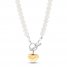 Cultured Pearl & Diamond Toggle Necklace Sterling Silver/10K Yellow Gold 18"