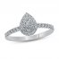 Teardrop Diamond Engagement Ring 1/3 ct tw Round-cut 14K White Gold