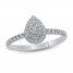 Teardrop Diamond Engagement Ring 1/3 ct tw Round-cut 14K White Gold
