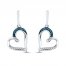 Diamond Heart Earrings 1/15 ct tw Blue/White Sterling Silver