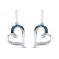 Diamond Heart Earrings 1/15 ct tw Blue/White Sterling Silver
