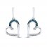 Diamond Heart Earrings 1/15 ct tw Blue/White Sterling Silver