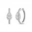 Forever Connected Diamond Huggie Hoop Earrings 1/2 ct tw Pear & Round-cut 10K White Gold
