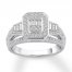 Diamond Engagement Ring 1/2 ct tw Baguette/Round 10K White Gold