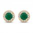 Certified Emerald & Diamond Earrings 1/8 ct tw 14K Yellow Gold