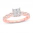 Multi-Diamond Engagement Ring 5/8 ct tw Princess/Round 14K Rose Gold