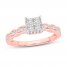 Multi-Diamond Engagement Ring 5/8 ct tw Princess/Round 14K Rose Gold