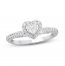 Diamond Engagement Ring 3/4 ct tw Heart/Round 14K White Gold