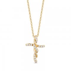 Hallmark Diamonds Cross Necklace 1/8 ct tw 10K Yellow Gold 18"