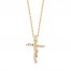 Hallmark Diamonds Cross Necklace 1/8 ct tw 10K Yellow Gold 18"