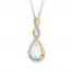 Diamond Necklace Lab-Created Opal Sterling Silver/10K Gold