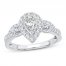 Diamond Engagement Ring 7/8 ct tw Pear/Round-Cut 14K White Gold