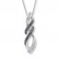 Black/White Diamond Necklace 1/10 ct tw Sterling Silver