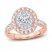 Multi-Diamond Engagement Ring 1-1/2 ct tw Oval/Round-Cut 14K Rose Gold