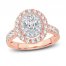 Multi-Diamond Engagement Ring 1-1/2 ct tw Oval/Round-Cut 14K Rose Gold