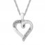 Diamond Heart Necklace Sterling Silver
