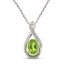 Peridot & White Lab-Created Sapphire Necklace Sterling Silver 18"